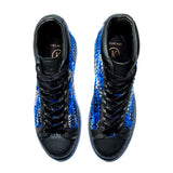 KROJAY Blue Sapphire Black Leather Shoes